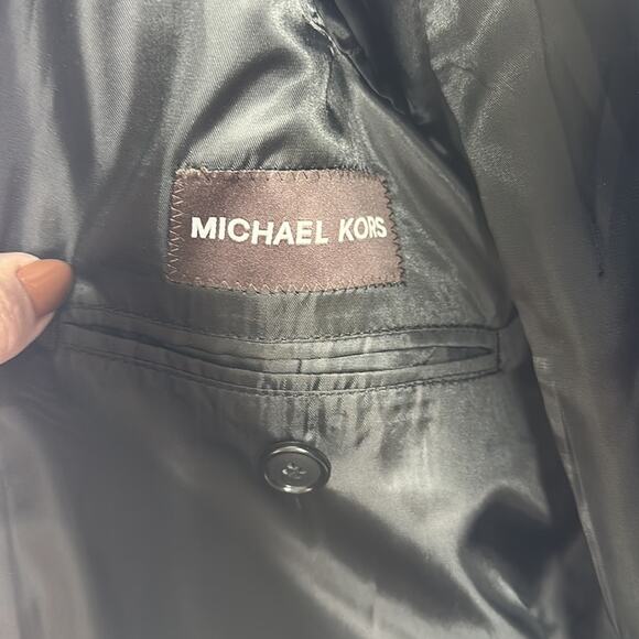 MICHAEL KORS Black Nylon Wool Overcoat Long Sleeve Button Up Jacket Size‎ 14R - Picture 7 of 11